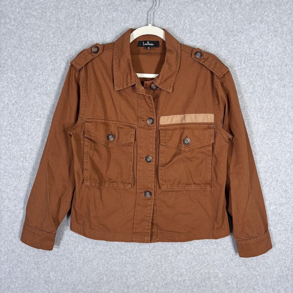 Lulus Utility Jacket XS Rust‎ Canvas Military Army Quiet Luxury Streetwear Field